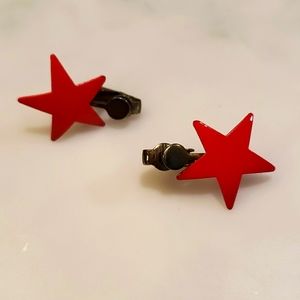 Vintage Red star clip on earrings